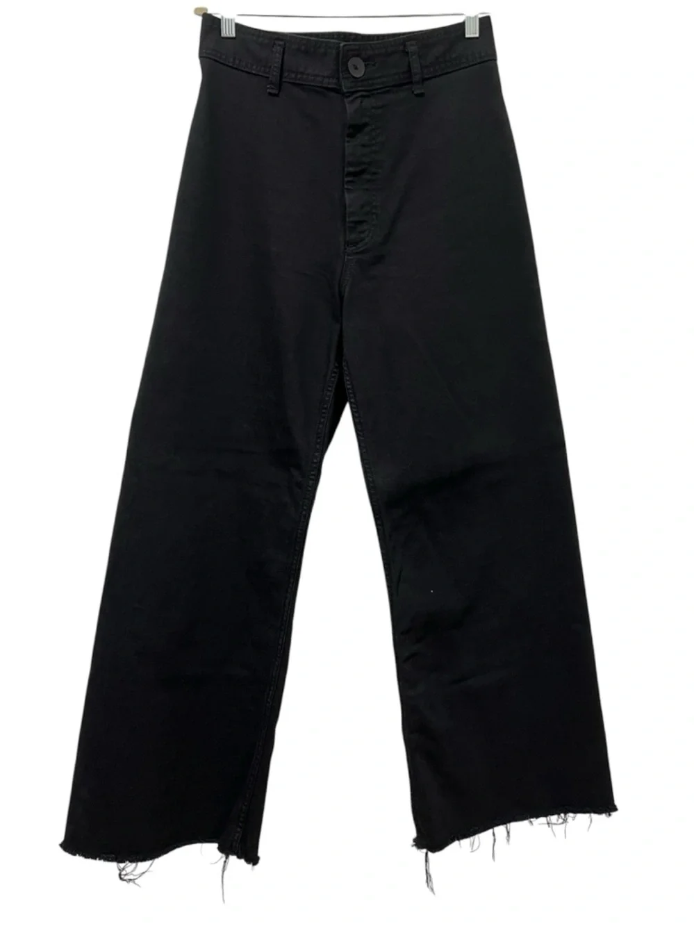 Zara Black Marine Straight Jeans 8 Raw Hem - Picture 2 of 7